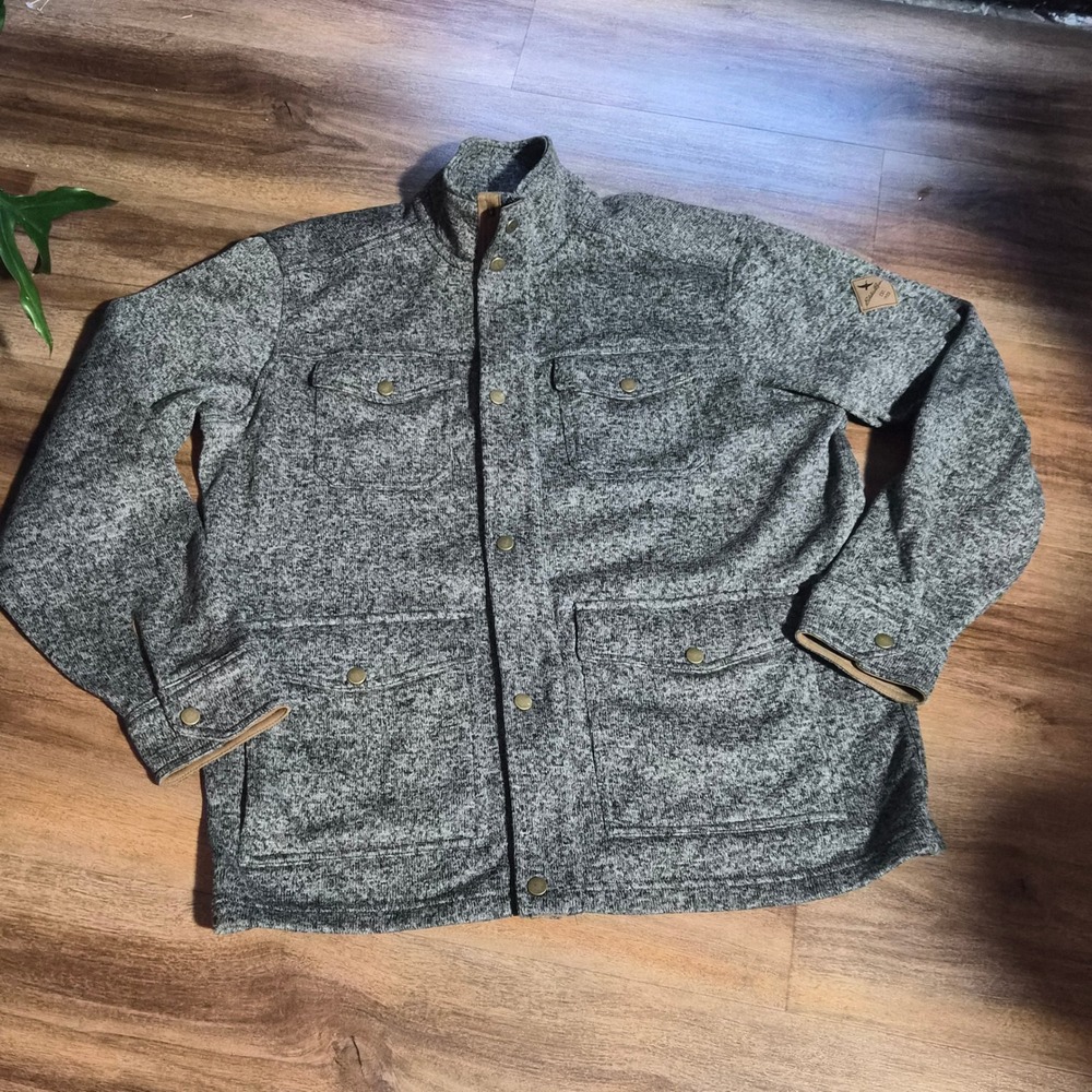 Eddie Bauer Mens Large Sweater Fleece Jacket Full Zip Snap Cabincore Outdoor
